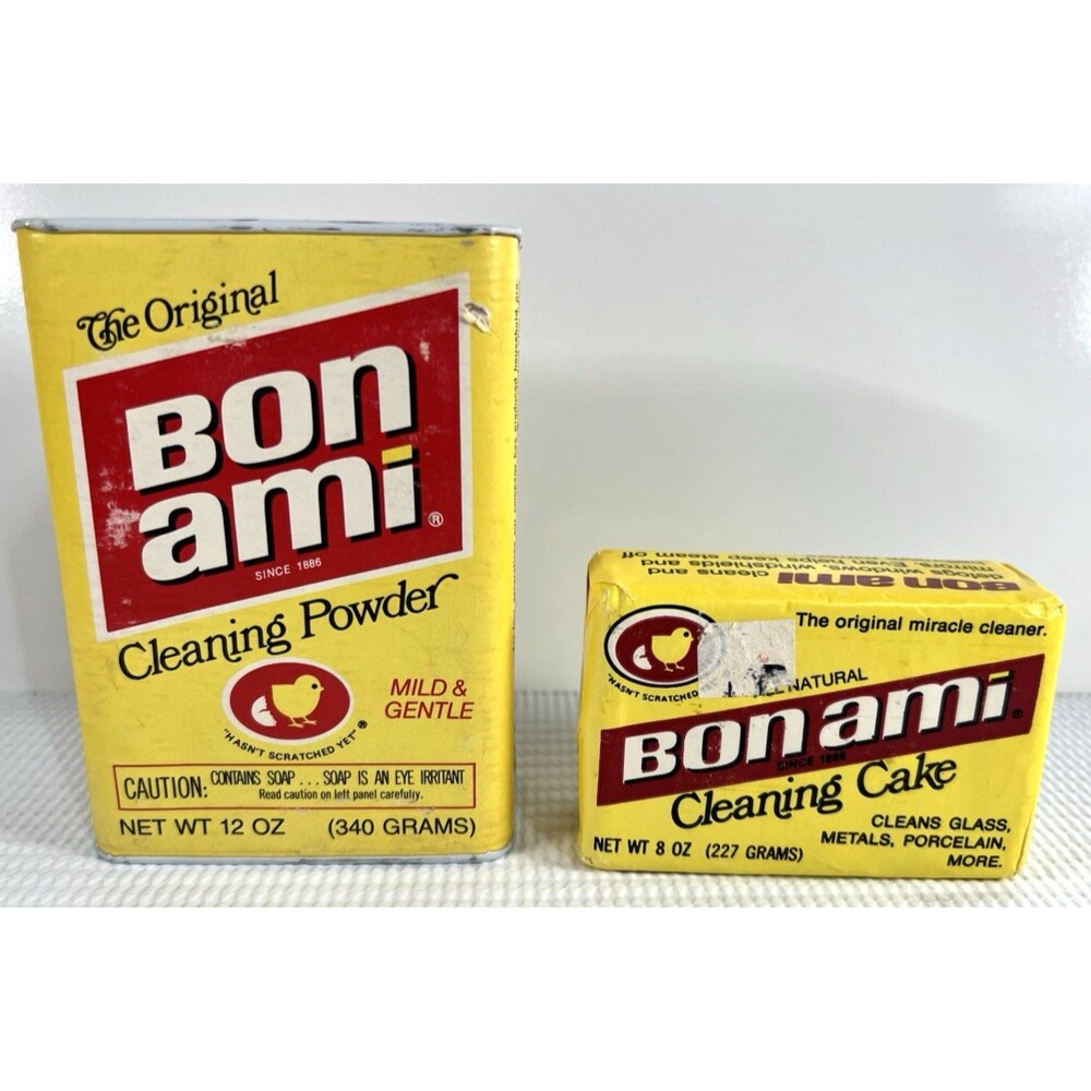Vintage BON AMI Cleaning Powder 12oz TIN & Cleaning Cake  Movie Prop